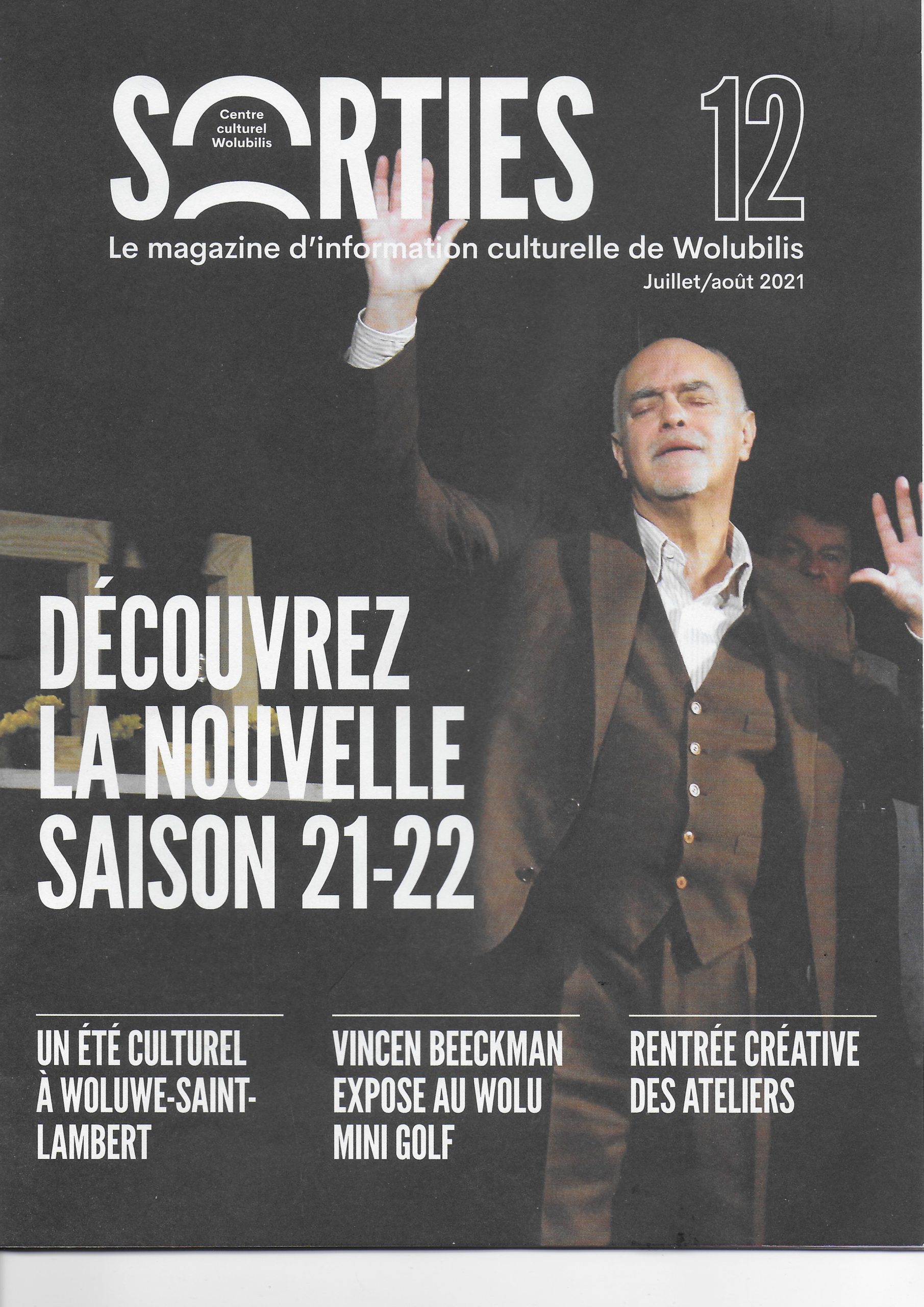 Article du magazine d'information culturelle de Wolubilis juillet/août 2021: